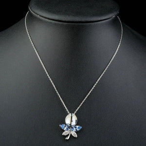 Blue Dragonfly Pendant Necklace KPN0153 - KHAISTA Fashion Jewellery