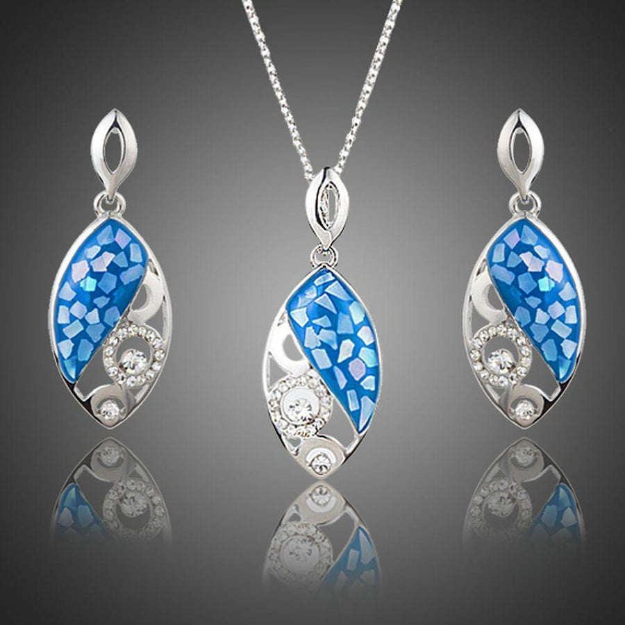 Khaista blue fish Stellux drop earrings necklace set