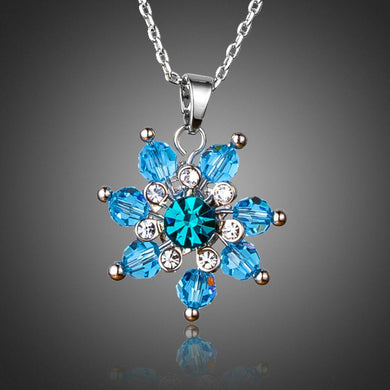 Blue Flower Necklace KPN0167 - KHAISTA Fashion Jewellery