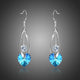 Blue Heart Crystal Drop Earrings