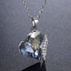 Blue Crystal Heart Dangle Pendant Necklace