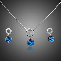 Khaista blue heaven cube crystal drop earrings necklace set