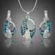 Blue Leopard Print Drop Earrings and Chain Pendant Necklace Set