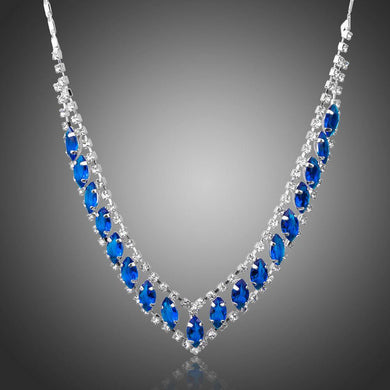 Blue Marquise Cubic Zirconia Pendant Necklace KPN0225 - KHAISTA Fashion Jewellery