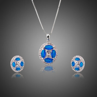Blue Marquise CZ White Gold Oval Jewelry Sets - KHAISTA Fashion Jewellery