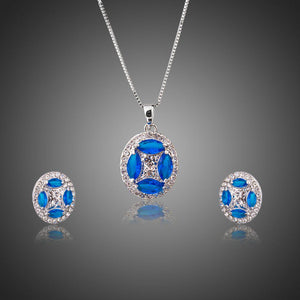 Blue Marquise CZ White Gold Oval Jewelry Sets - KHAISTA Fashion Jewellery