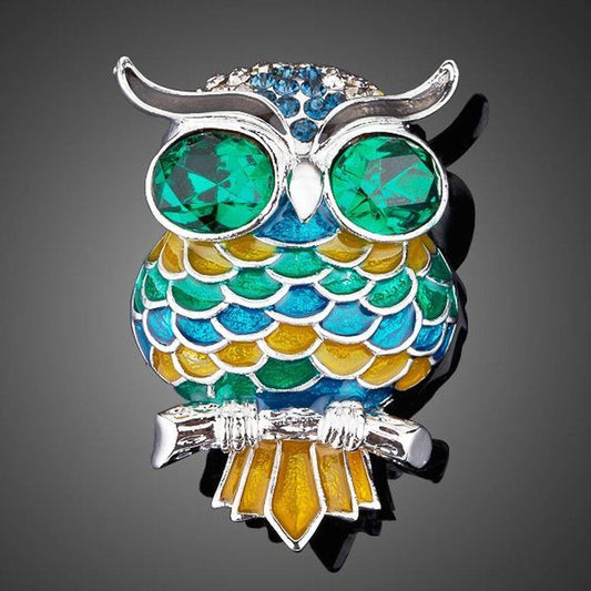 khaista blue owl pin brooch for ladies mjb0004 image 1
