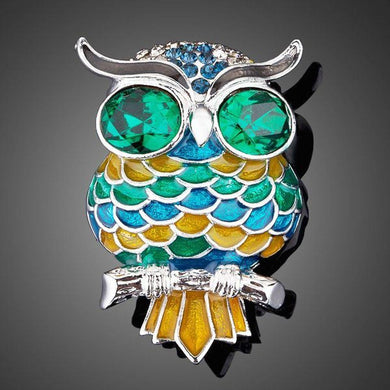 Blue Owl Pin Brooch - KHAISTA Fashion Jewellery