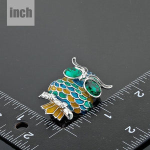 Blue Owl Pin Brooch - KHAISTA Fashion Jewellery
