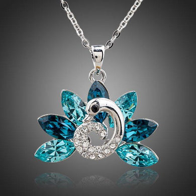 Blue Peacock Tail Necklace KPN0118 - KHAISTA Fashion Jewellery