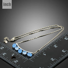Load image into Gallery viewer, Blue Resin Elegant Copper Clear Austrian Crystal White Gold Pendent Necklace - KHAISTA Fashion Jewellery
