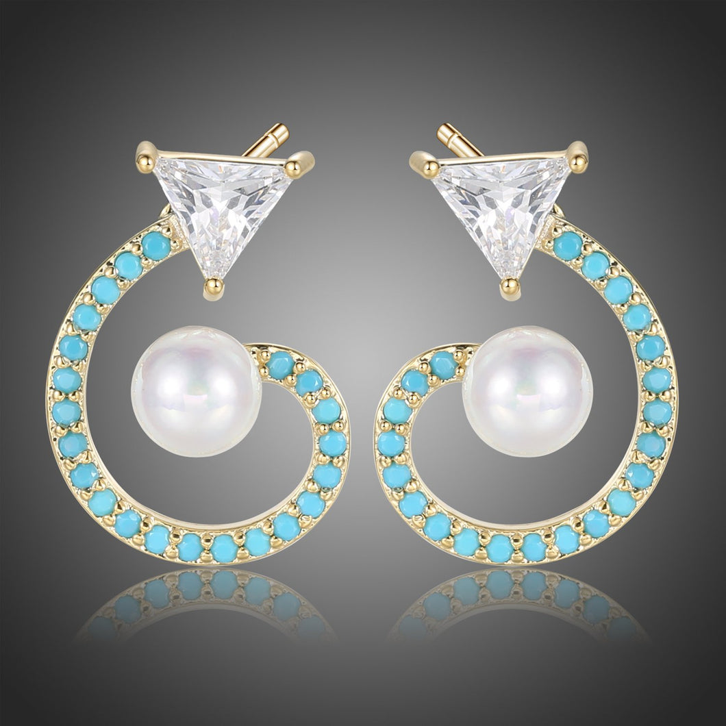 Blue Resin Stud Earring -KPE0386 - KHAISTA Fashion Jewellery