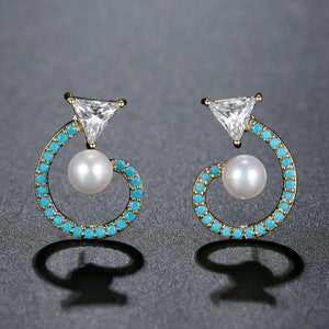 Blue Resin Stud Earring -KPE0386 - KHAISTA Fashion Jewellery