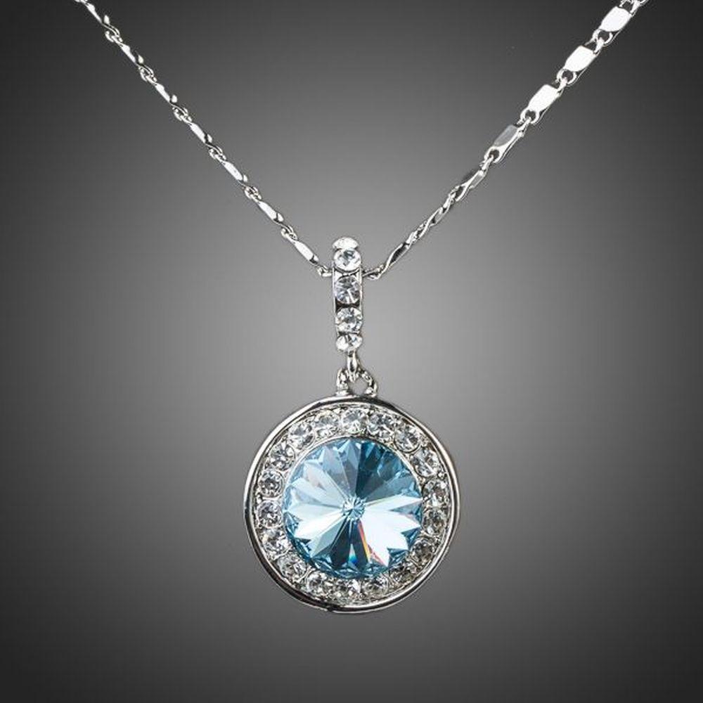 Blue Round Crystal Necklace KPN0069 - KHAISTA Fashion Jewellery