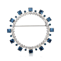 Square crystal geometric detail on Khaista blue brooch