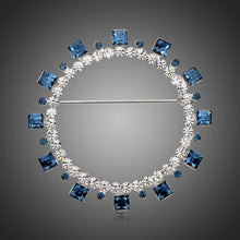Load image into Gallery viewer, Blue Square Austrian Crystals Geometric Brooch -KFJB0108 - KHAISTA1
