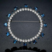 Load image into Gallery viewer, Blue Square Austrian Crystals Geometric Brooch -KFJB0108 - KHAISTA4
