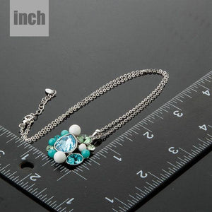 Blue Tear Drop Stellux Austrian Crystal Necklace KPN0104 - KHAISTA Fashion Jewellery