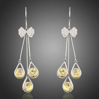 Bowknot Crystal Drop Hoop Earrings - KHAISTA Fashion Jewellery