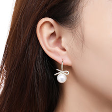 Load image into Gallery viewer, Bowknot Pearl Dangle Drop Earrings -KPE0400 - KHAISTA Fashion Jewellery
