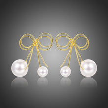 Load image into Gallery viewer, Bowknot Pearl Drop Earrings -KPE0356 - KHAISTA Fashion Jewellery
