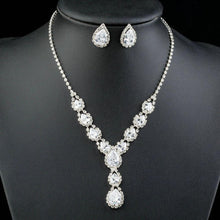 Load image into Gallery viewer, Bright White Cubic Zircon Necklace and Stud Earrings Set - KHAISTA Fashion Jewellery
