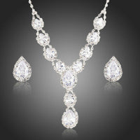 Khaista bright white cubic zirconia necklace stud earrings set