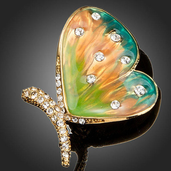 Khaista crystal butterfly pin brooch on white background