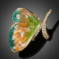 Close-up of crystals on Khaista butterfly pin brooch