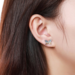 Butterfly Cubic Zircon Stud Earrings -KPE0349 - KHAISTA Fashion Jewellery