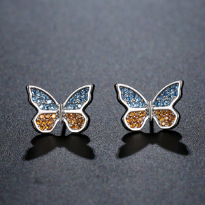 Butterfly Cubic Zircon Stud Earrings -KPE0349 - KHAISTA Fashion Jewellery
