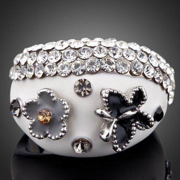 Premium luxury butterfly crystal party ring design displayed on a clean white background