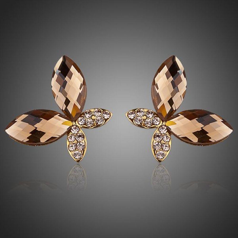 Butterfly Gold Stellux Austrian Crystal Stud Earrings -KPE0046 - KHAISTA Fashion Jewellery