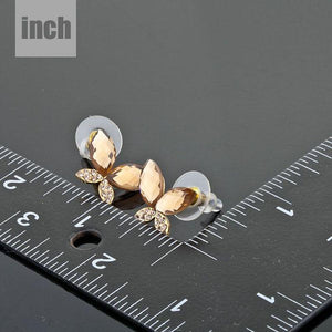 Butterfly Gold Stellux Austrian Crystal Stud Earrings -KPE0046 - KHAISTA Fashion Jewellery