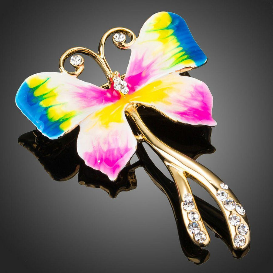 Khaista oil paint butterfly brooch on white background