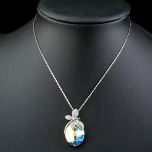 Butterfly on Crystal Pendant Necklace KPN0129 - KHAISTA Fashion Jewellery