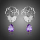 Butterfly on Flower Crystal Drop Earrings