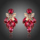 Crystal Butterfly on Raspberry Drop Earrings