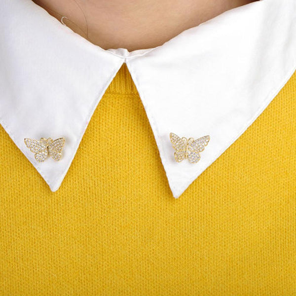 Khaista crystal butterfly statement brooch on white background