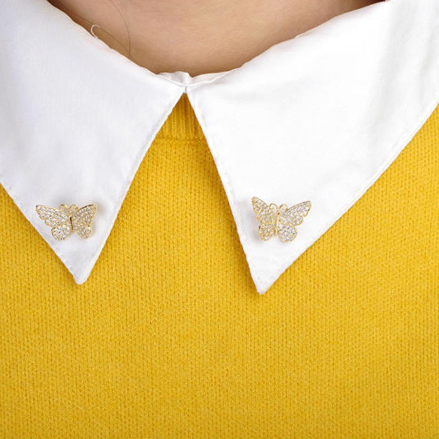 Khaista crystal butterfly statement brooch on white background