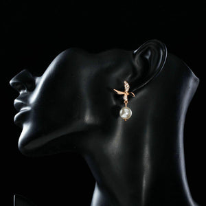 Butterfly With Pearl Drop Earrings - KHAISTA Fashion Jewellery