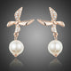 Butterfly and Pearl Drop Earrings