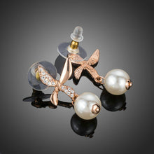 Load image into Gallery viewer, Butterfly With Pearl Drop Earrings - KHAISTA Fashion Jewellery
