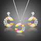 C-Shape Crystal Drop Earrings and Pendant Necklace Set