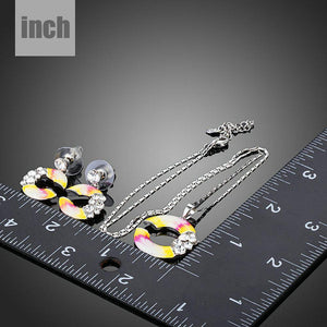 C Shape Crystal Drop Earrings & Pendant Necklace Set - KHAISTA Fashion Jewellery