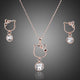 Cat Design Stellux Crystal Drop Earrings and Necklace Set in Rose Gold