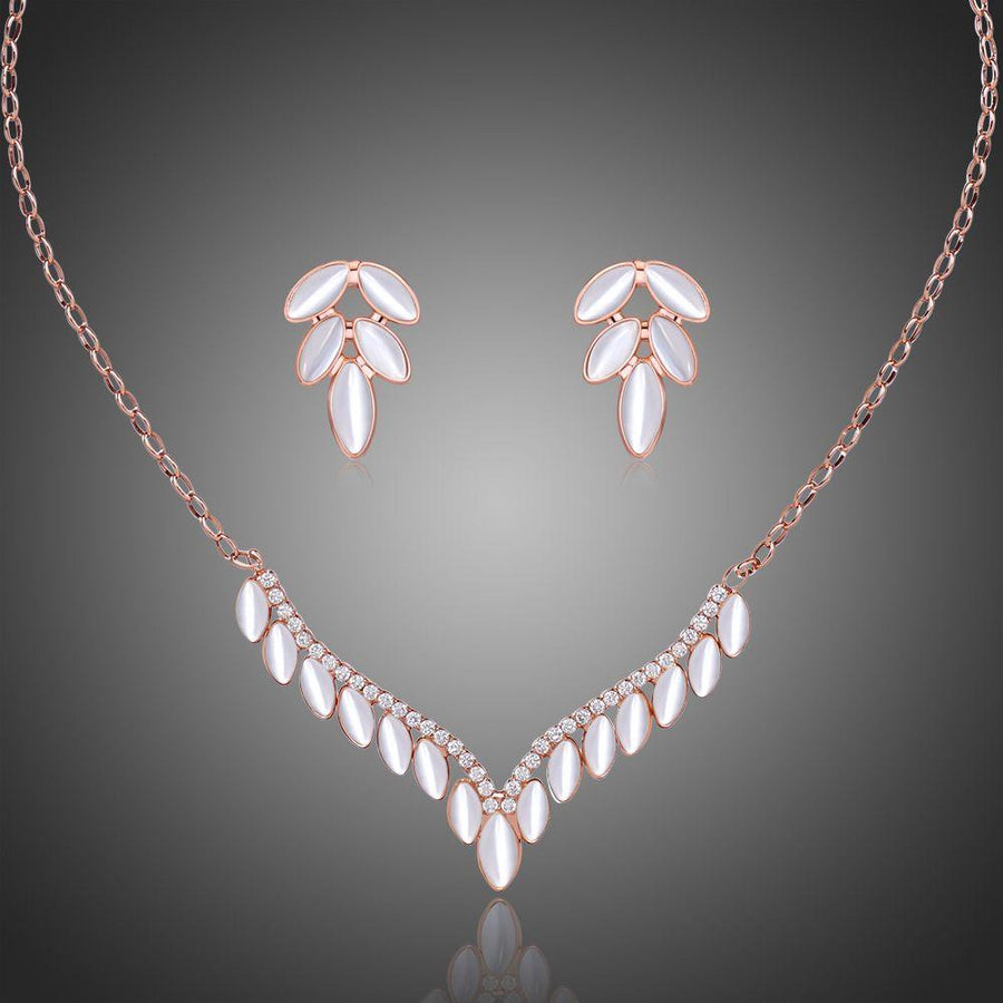 Khaista cat's eye CZ antler bridal wedding jewellery set