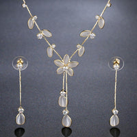 Floral leaf detail on Khaista CZ set