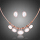 Cat's Eye Oval Rhinestone Necklace Set in Rose Gold