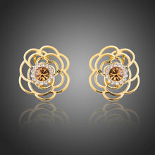 Load image into Gallery viewer, Champagne Austrian Crystals Stud Earrings -KPE0297 - KHAISTA Fashion Jewellery
